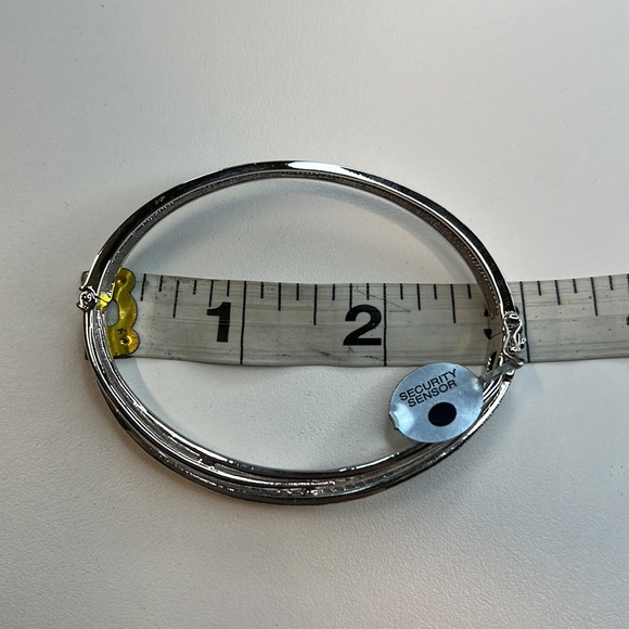 Macy’s Silver Plated Bangle Bracelet w/ Diamond Accents, NWT!! - Picture 3 of 3
